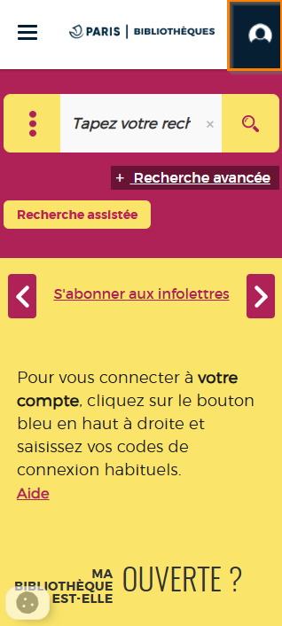 Page d'accueil sur un téléphone portable